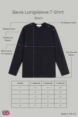 Bevis Long Sleeve Cotton t-shirt -Black
