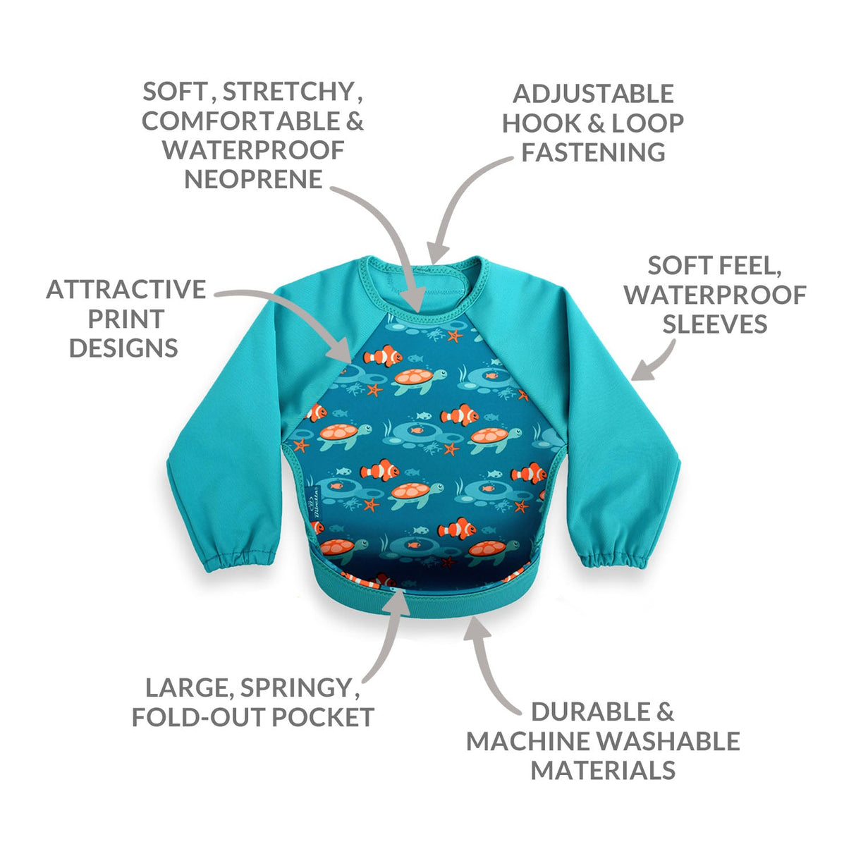 Weaning Bib with Sleeves - Tropical Fish UltraBib