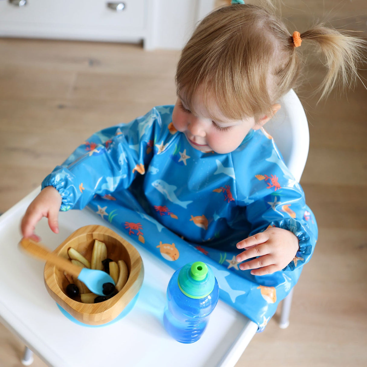 Wipeezee Coverall Bib - Turquoise Sea Creatures