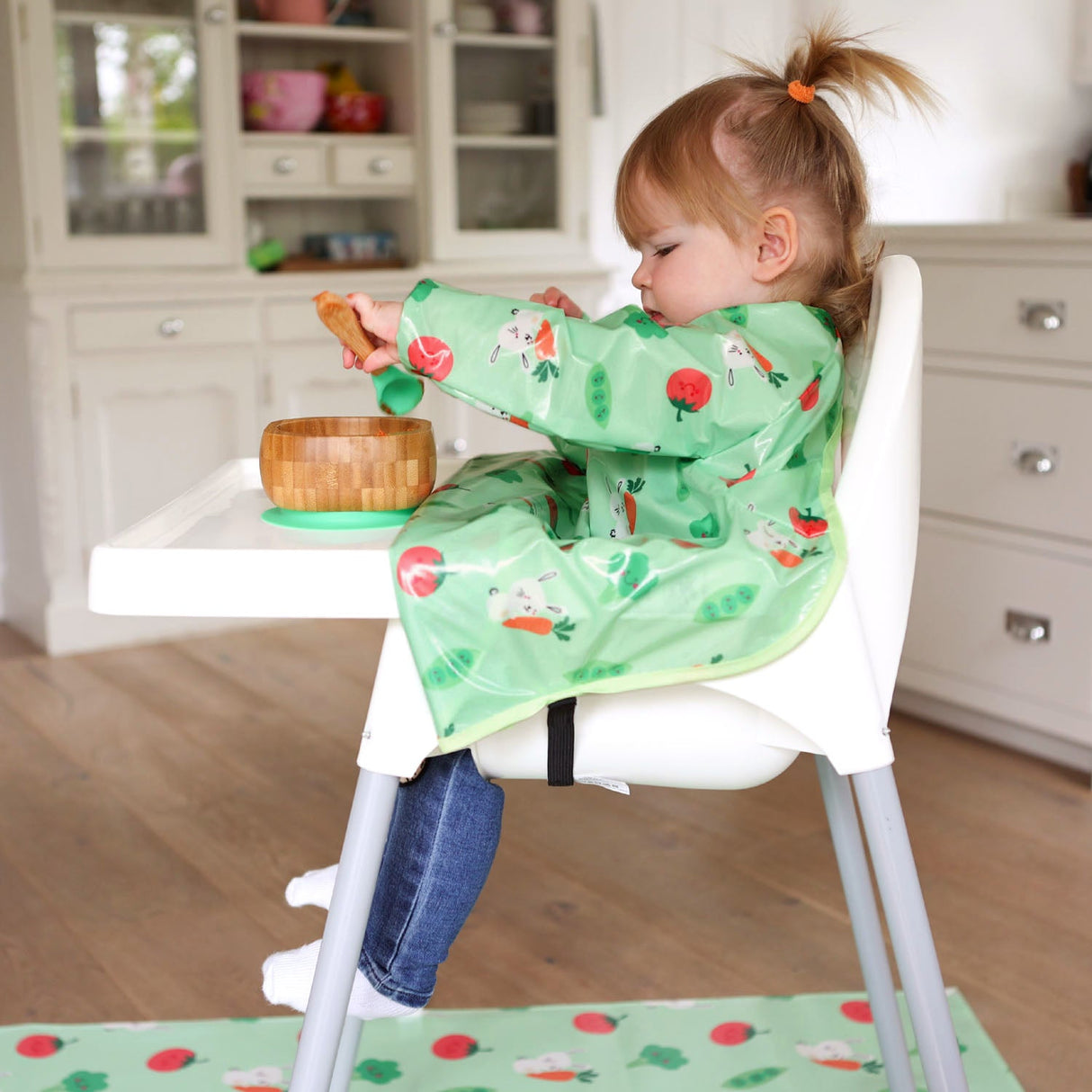 Wipeezee Coverall Bib - Green Bunny & Veg