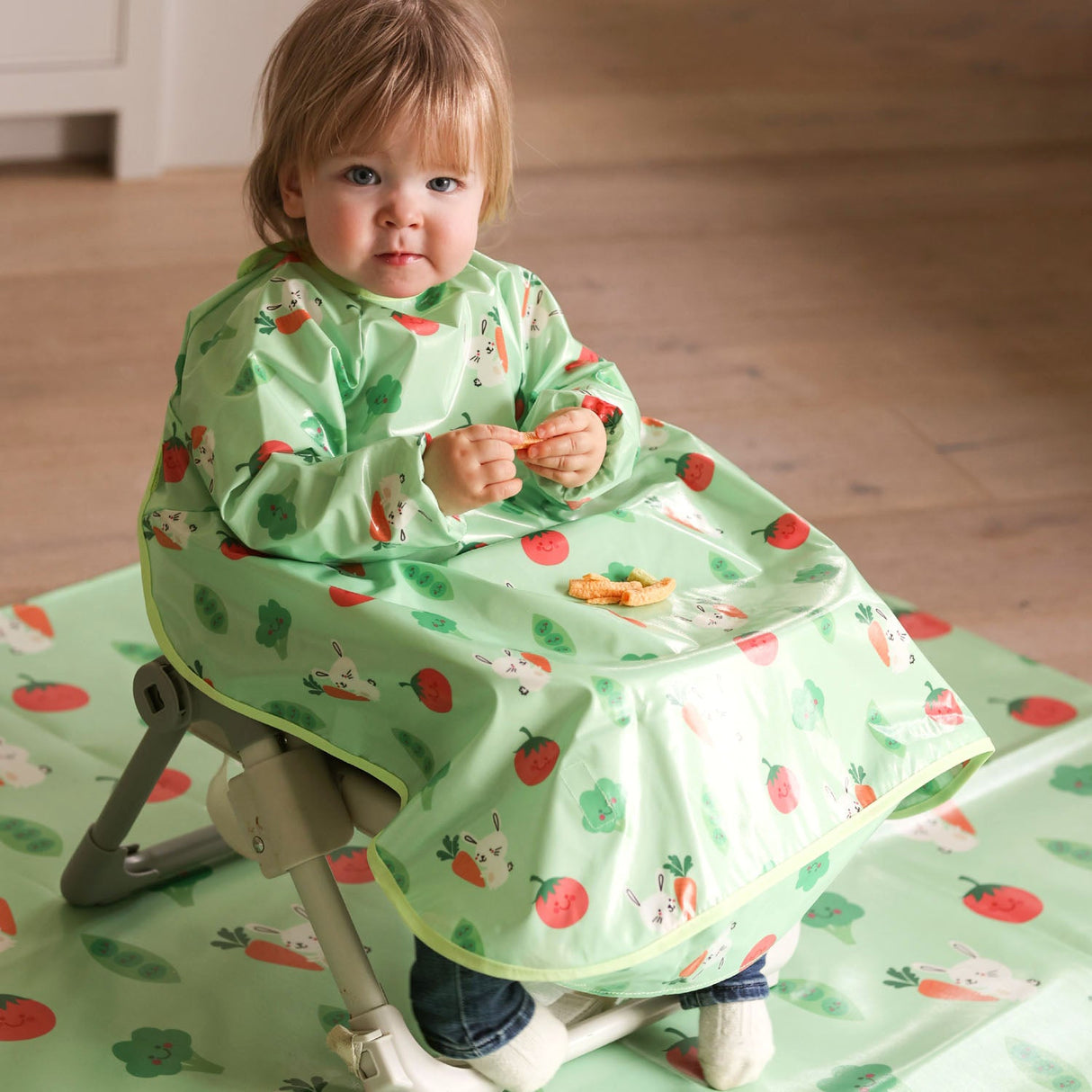 Wipeezee Coverall Bib - Green Bunny & Veg