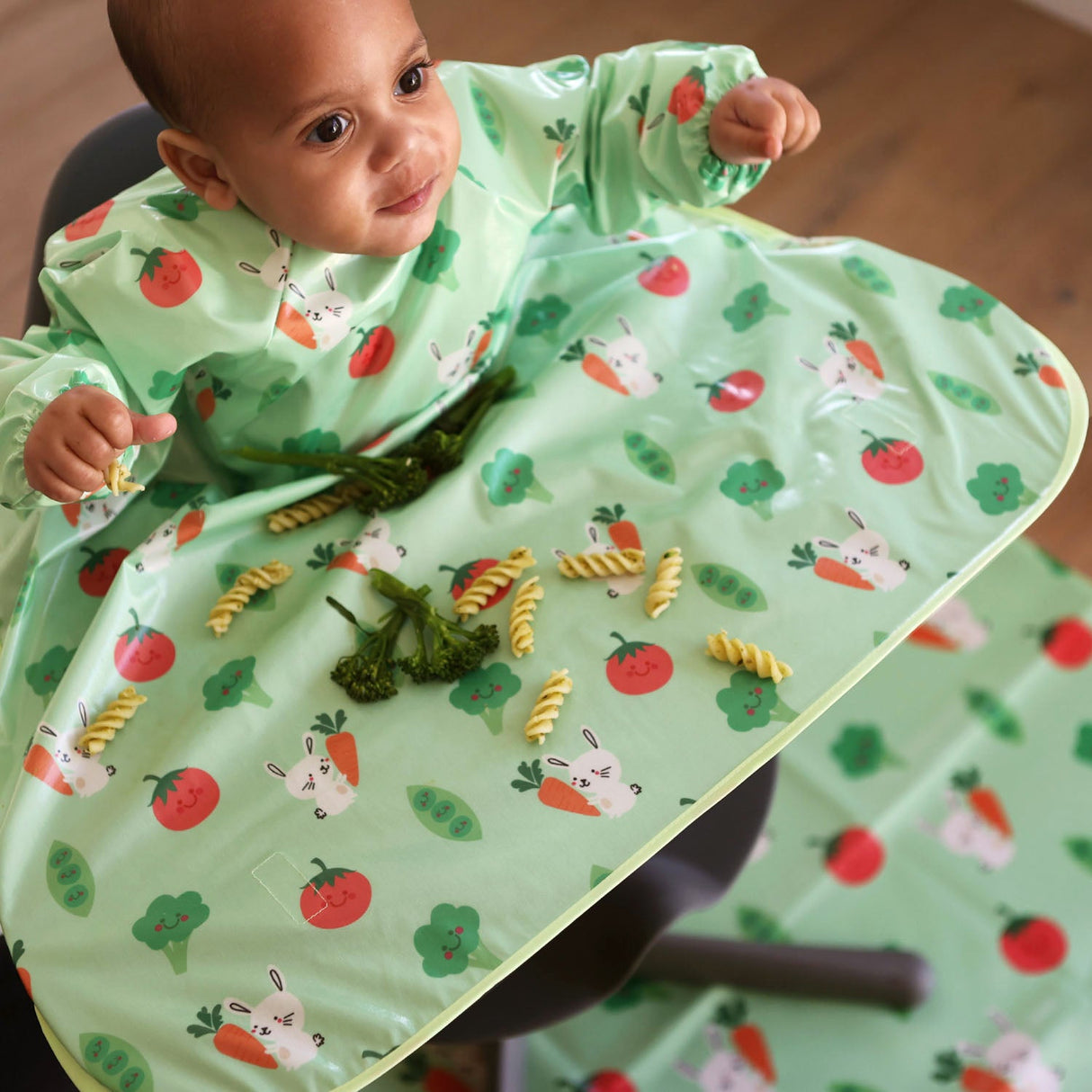 Wipeezee Coverall Bib - Green Bunny & Veg