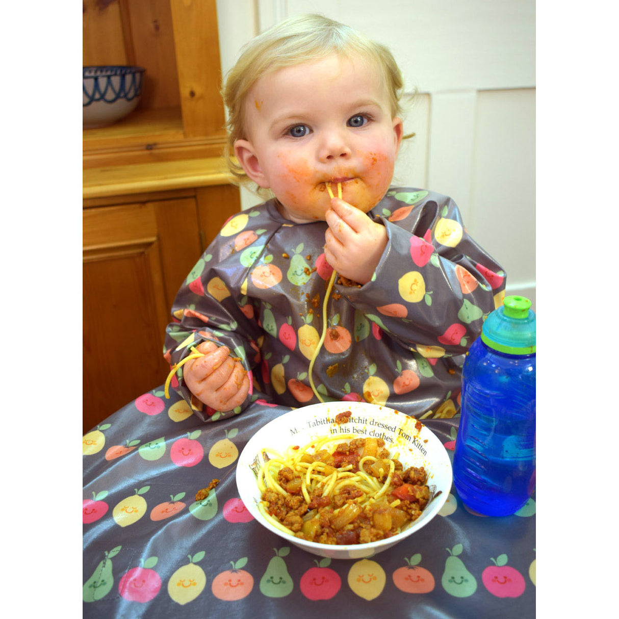 Wipeezee Coverall Bib - Grey Happy Fruit