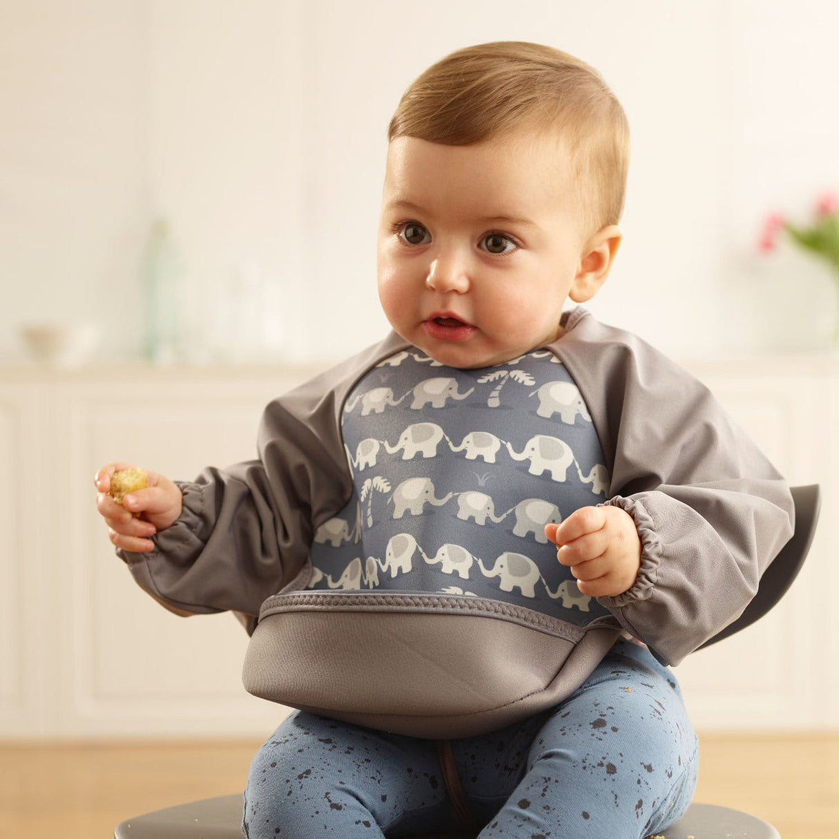Weaning Bib with Sleeves - Elephants UltraBib