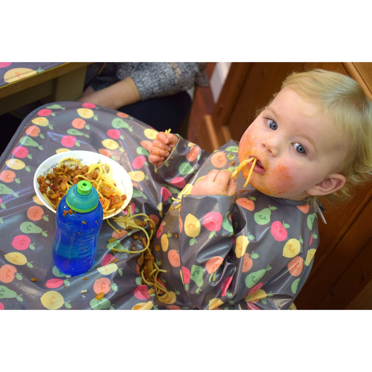 Wipeezee Coverall Bib - Grey Happy Fruit