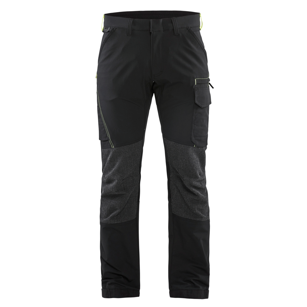 Blaklader 1422 4-Way Stretch Service Work Trousers Black / Hi-Vis Yellow