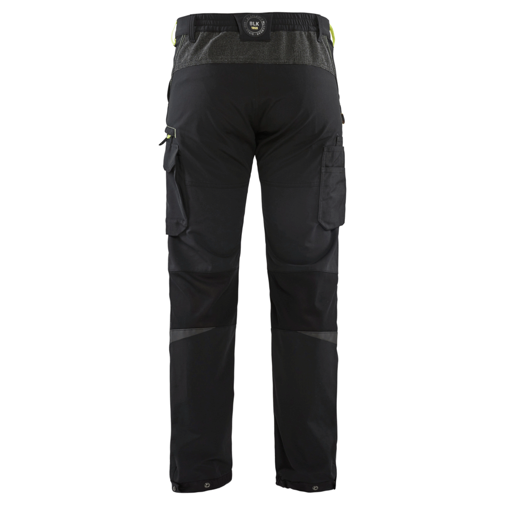 Blaklader 1422 4-Way Stretch Service Work Trousers Black / Hi-Vis Yellow