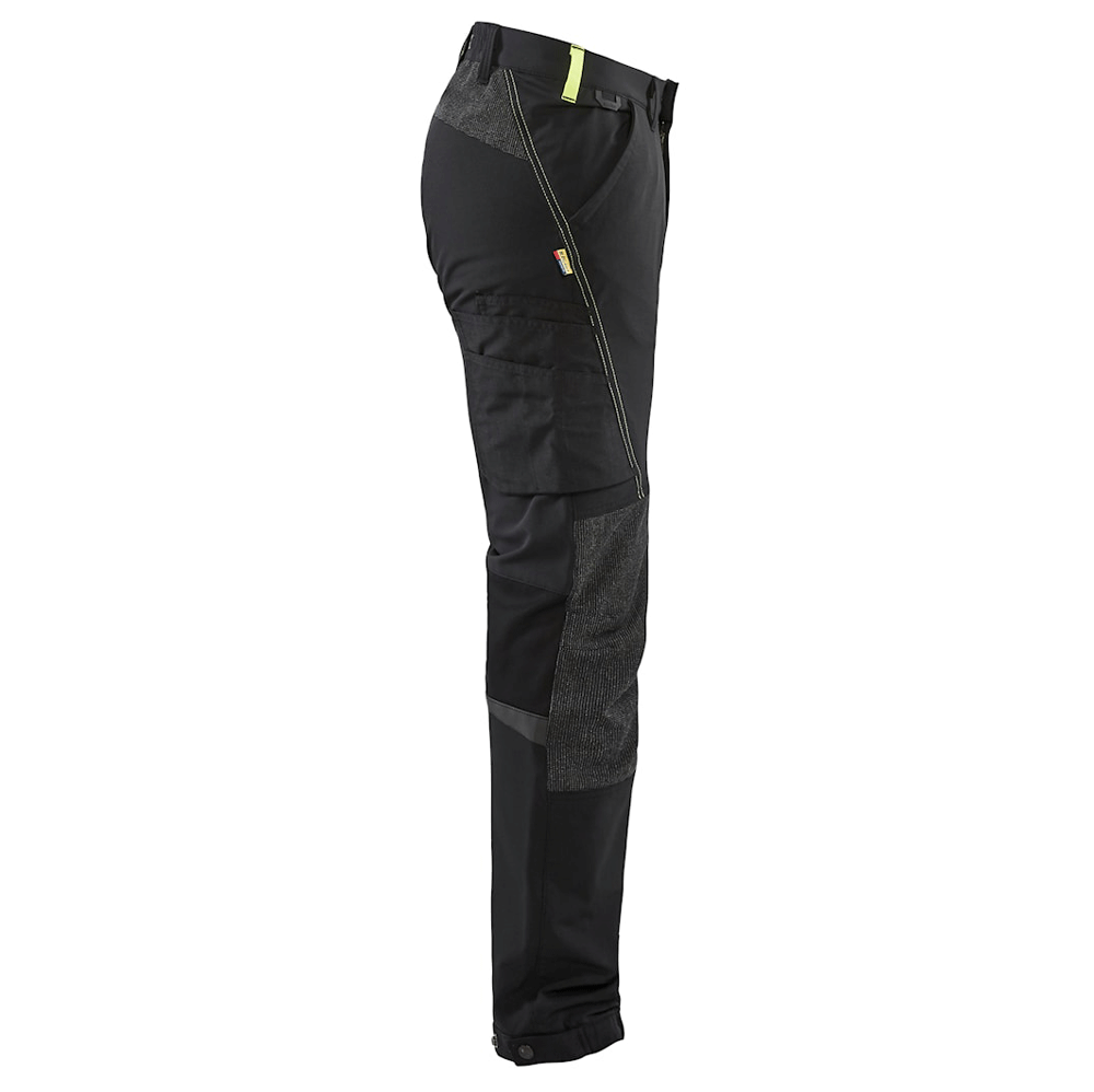 Blaklader 1422 4-Way Stretch Service Work Trousers Black / Hi-Vis Yellow