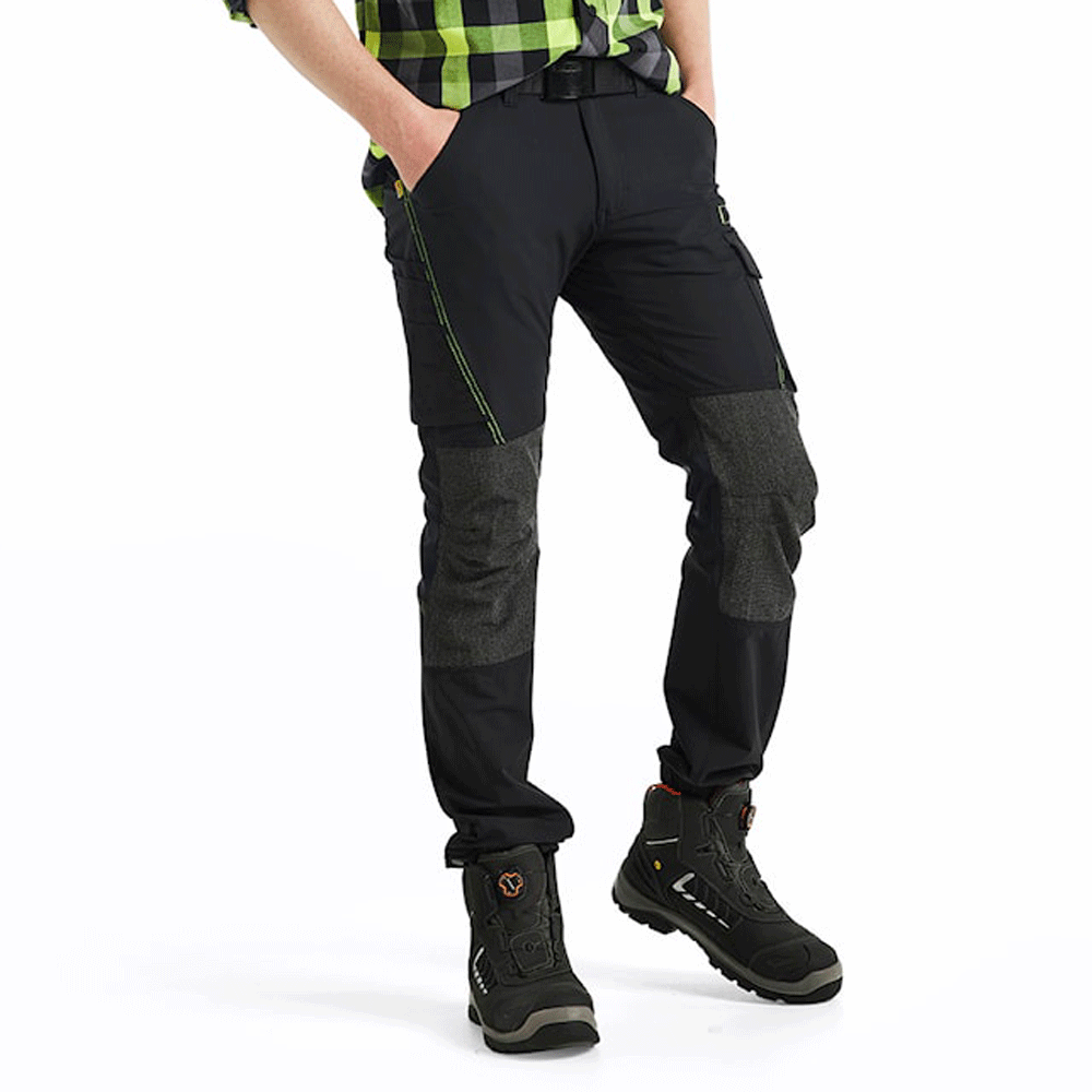 Blaklader 1422 4-Way Stretch Service Work Trousers Black / Hi-Vis Yellow