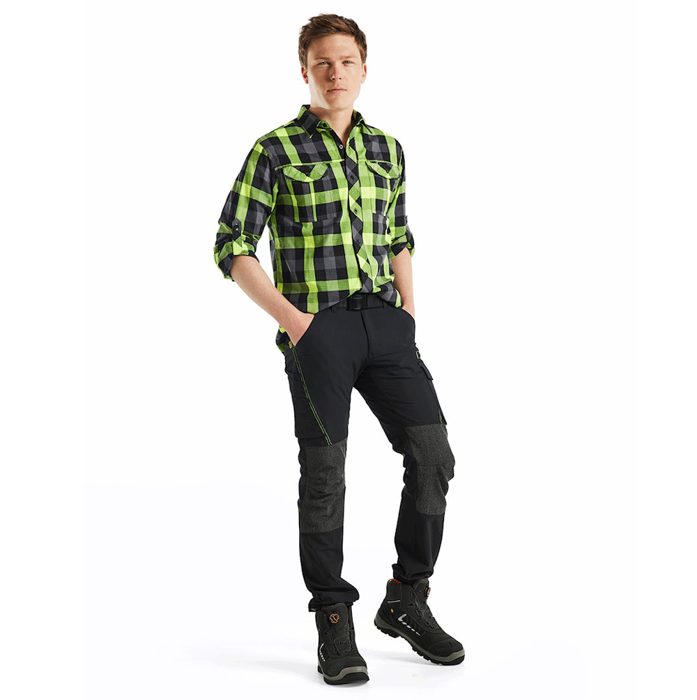 Blaklader 1422 4-Way Stretch Service Work Trousers Black / Hi-Vis Yellow