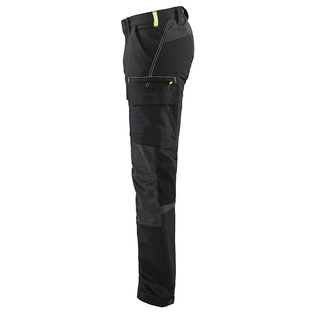 Blaklader 1422 4-Way Stretch Service Work Trousers Black / Hi-Vis Yellow