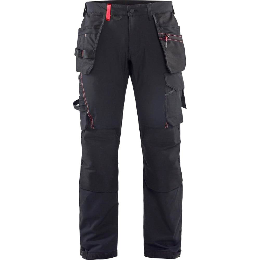 Blaklader 1522 Craftsmen 4-Way Stretch Trousers with Holster Pockets Black/Red, 34" Waist Long Leg