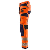Blaklader 1997 Hi-Vis 4-Way Stretch Holster Pocket Kneepad Work Trousers Orange/Navy Blue, 32" Waist Regular Leg