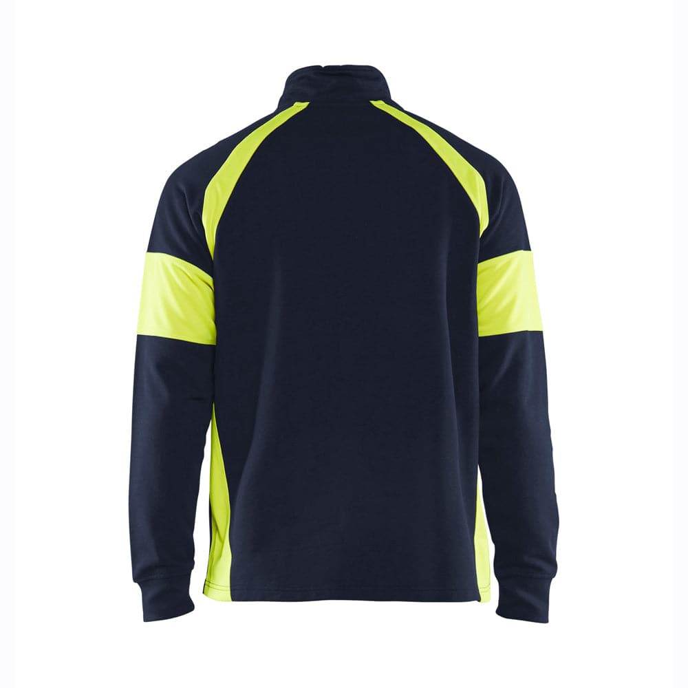 Blaklader 3550 1/4 Zip Sweatshirt with Hi-Vis Panels Navy/Yellow XL