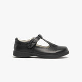 Boulevard Girls Touch Fasten T-Bar School Shoes Black Matt