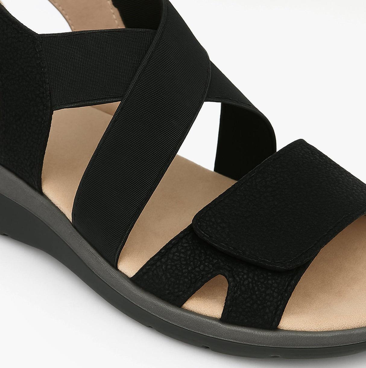 Boulevard Womens Strapy Touch Fasten Sandals Black Shimmer