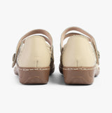 Boulevard CHARLOTTE Womens Leather Mary Jane Shoes Beige