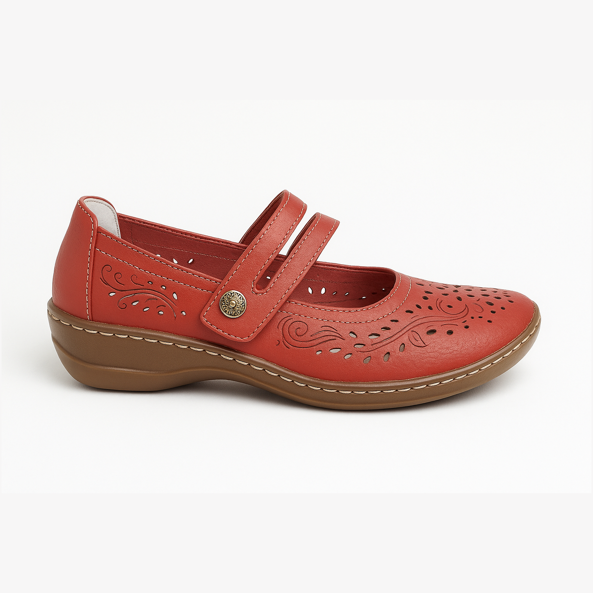 Boulevard CHARLOTTE Womens Leather Mary Jane Shoes Red