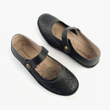 Boulevard ELEANOR Womens Leather Wide Fit Mary Jane Shoes Black