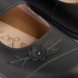 Boulevard DIANA Womens Leather Touch Fasten EEE Wide Mary Jane Shoes Black
