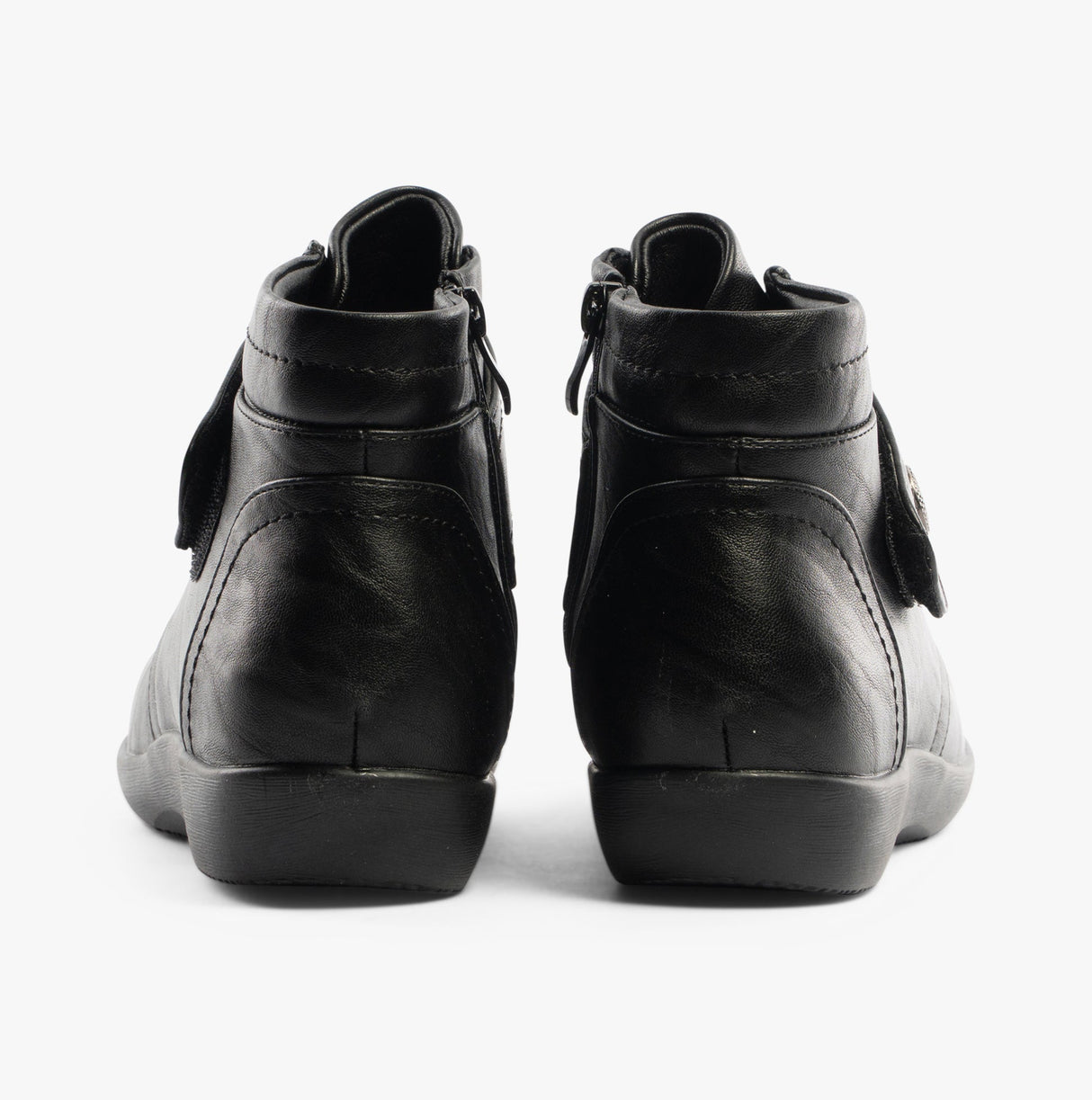 Boulevard L444A Womens Touch Fasten Extra-Wide Boots Black