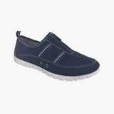 Boulevard JAYNE Womens Suede Wide Fit Casual Shoes Navy
