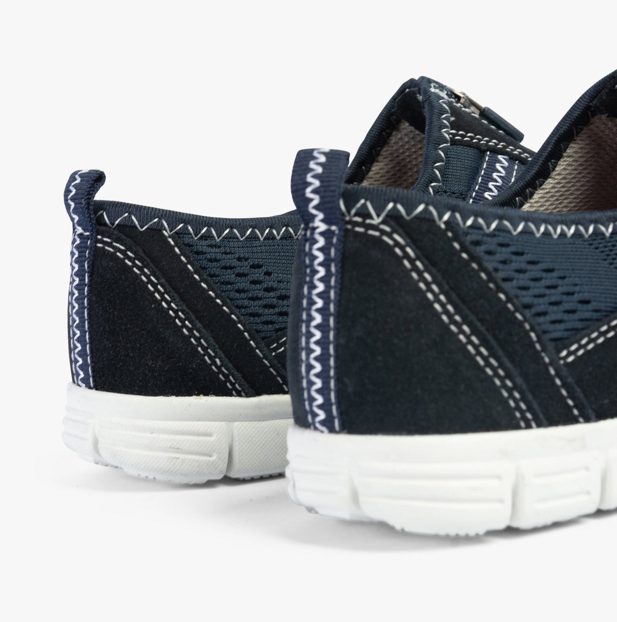 Boulevard JAYNE Womens Suede Wide Fit Casual Shoes Navy