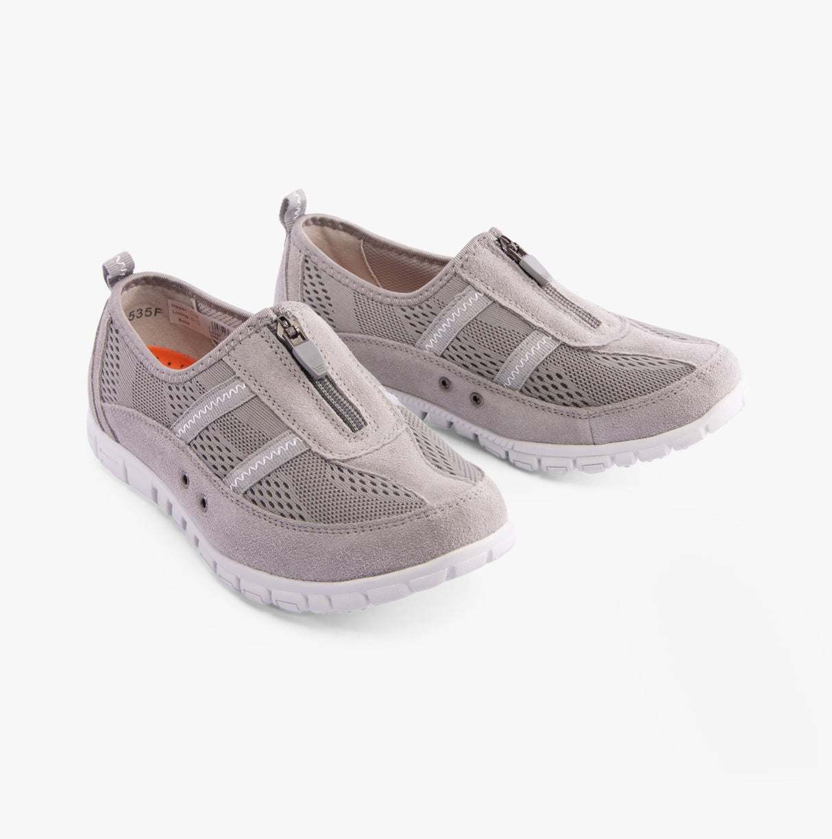 Boulevard JAYNE Womens Suede Wide Fit Casual Shoes Grey