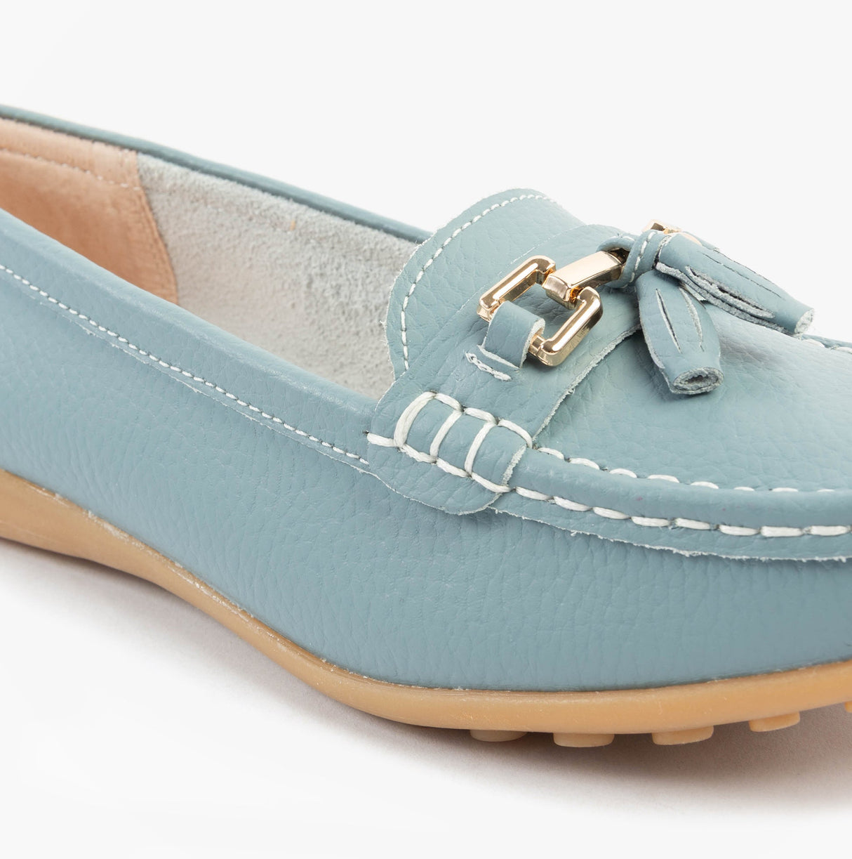 Boulevard CAMILLA Womens Leather Tassle Loafers Baby Blue