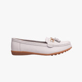 Boulevard CAMILLA Womens Leather Tassle Loafers White