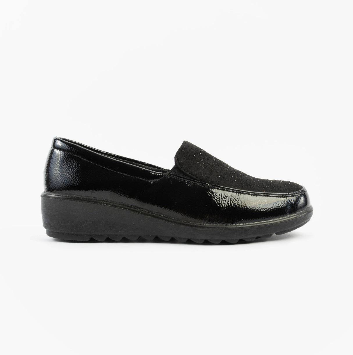 Boulevard L878AP Womens Patent Slip-On Loafers Black Patent