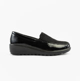 Boulevard L878AP Womens Patent Slip-On Loafers Black Patent