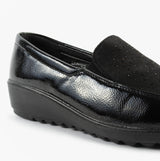 Boulevard L878AP Womens Patent Slip-On Loafers Black Patent