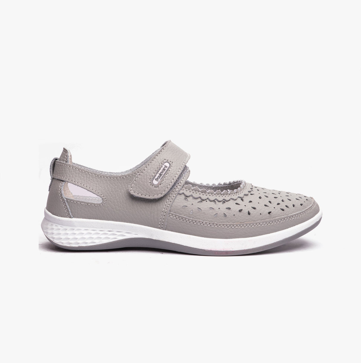 Boulevard DORRIT Womens Action Leather Wide Fit Shoes Light Grey