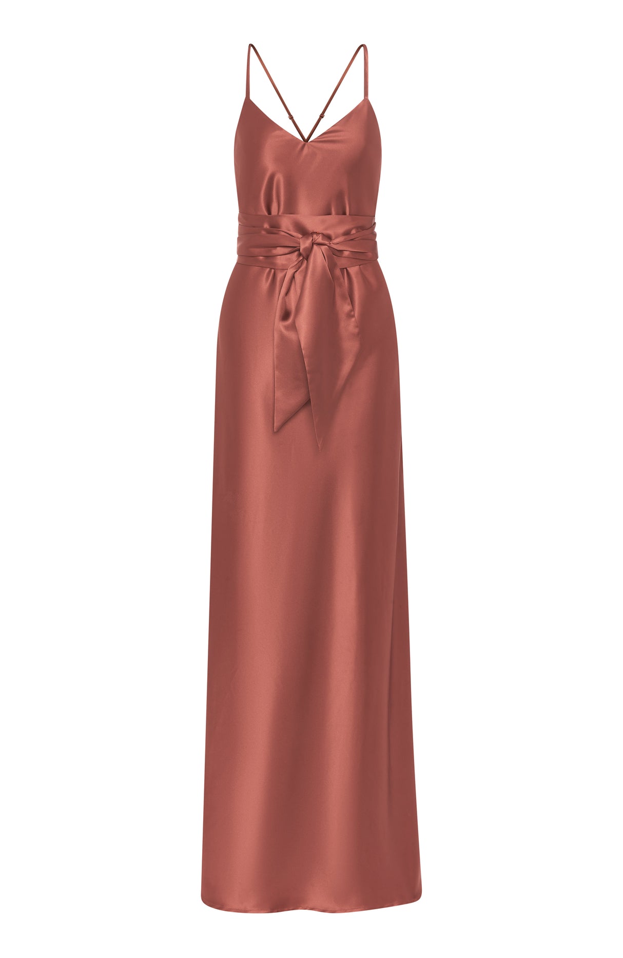 Brooklyn Dress in Terracotta Satin