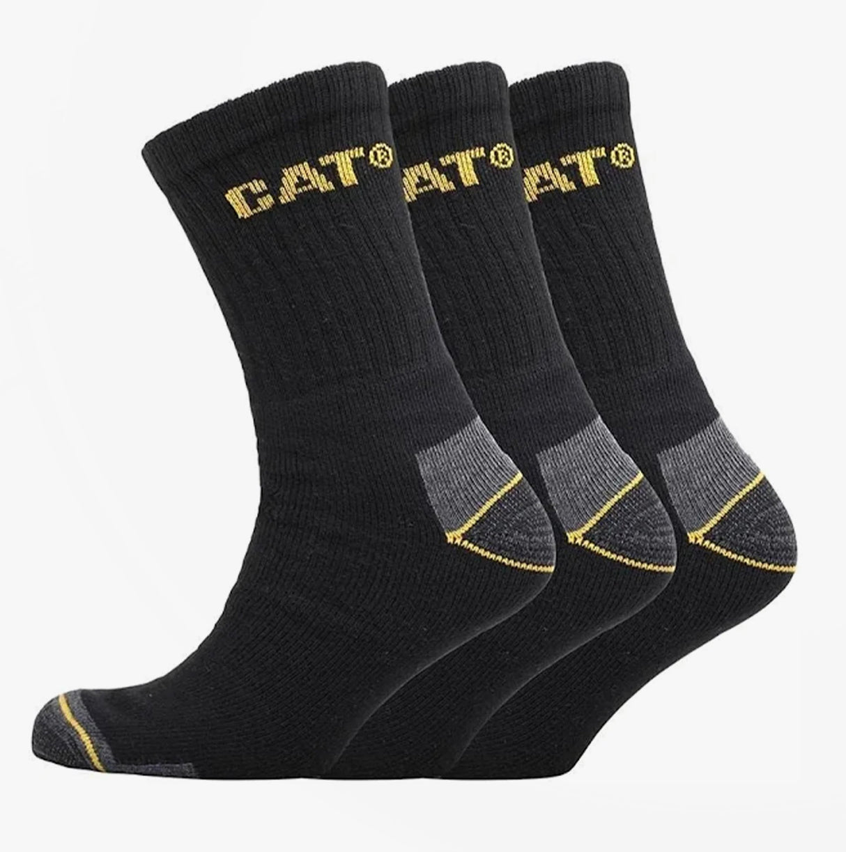 CAT CREW 3 PACK Mens Boot Socks Black