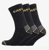 CAT CREW 3 PACK Mens Boot Socks Black