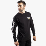 CAT TRADEMARK BANNER Mens Cotton Long Sleeve T-Shirt Black