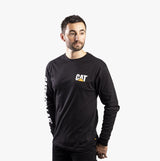 CAT TRADEMARK BANNER Mens Cotton Long Sleeve T-Shirt Black