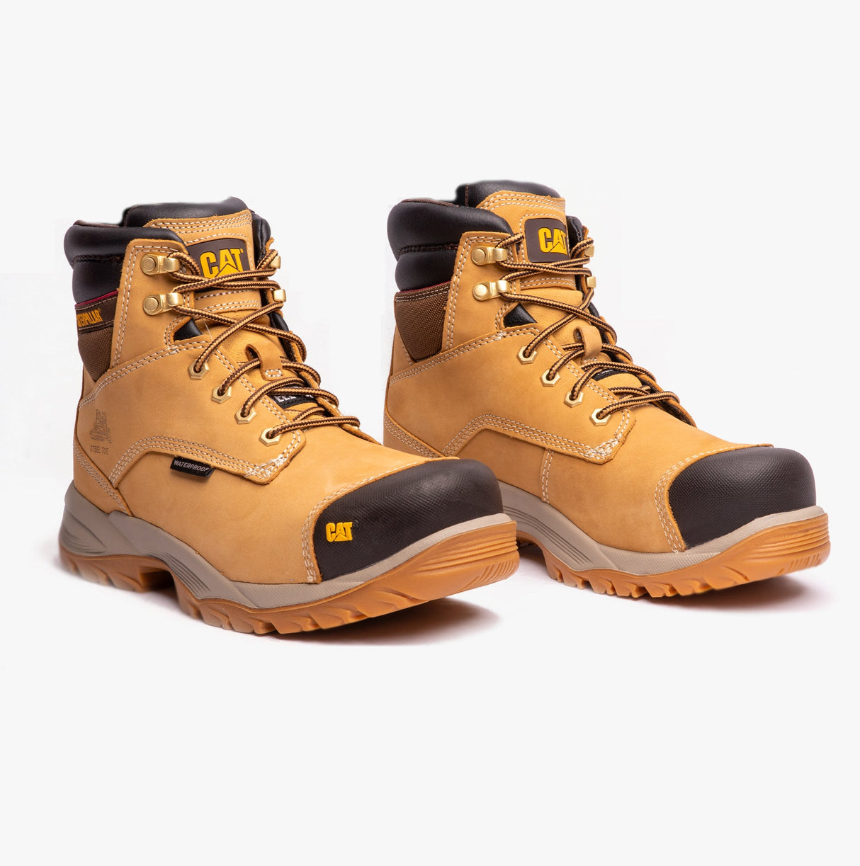 CAT SPIRO Mens Leather Safety Boots Honey