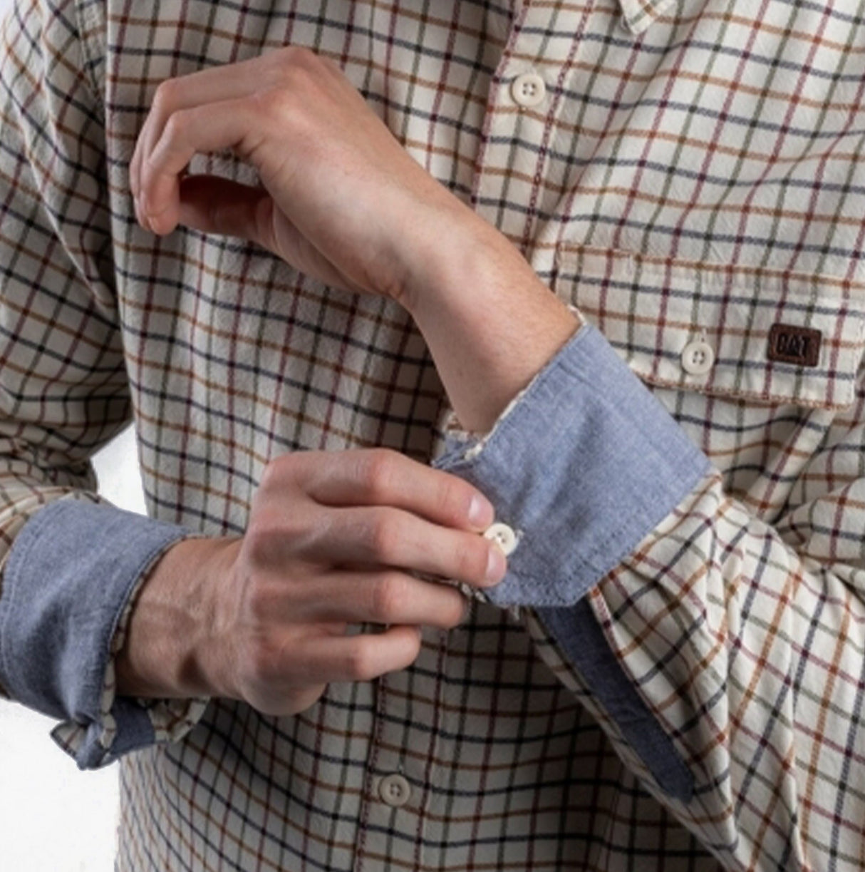 CAT TATTERSALL BUTTON DOWN Mens Cotton Shirt Multicoloured