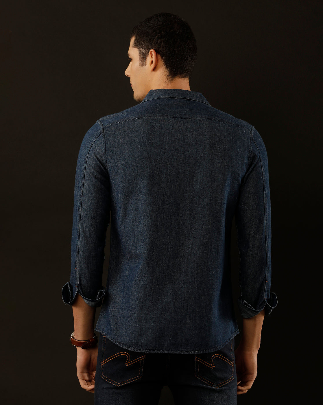 Men's Slim Fit Solid Denim Casual Shirt (CULEX)