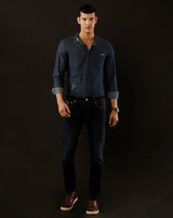Men's Slim Fit Solid Denim Casual Shirt (CULEX)