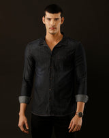 Men's Slim Fit Solid Denim Casual Shirt (CUNGS)