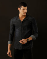 Men's Slim Fit Solid Denim Casual Shirt (CUNGS)