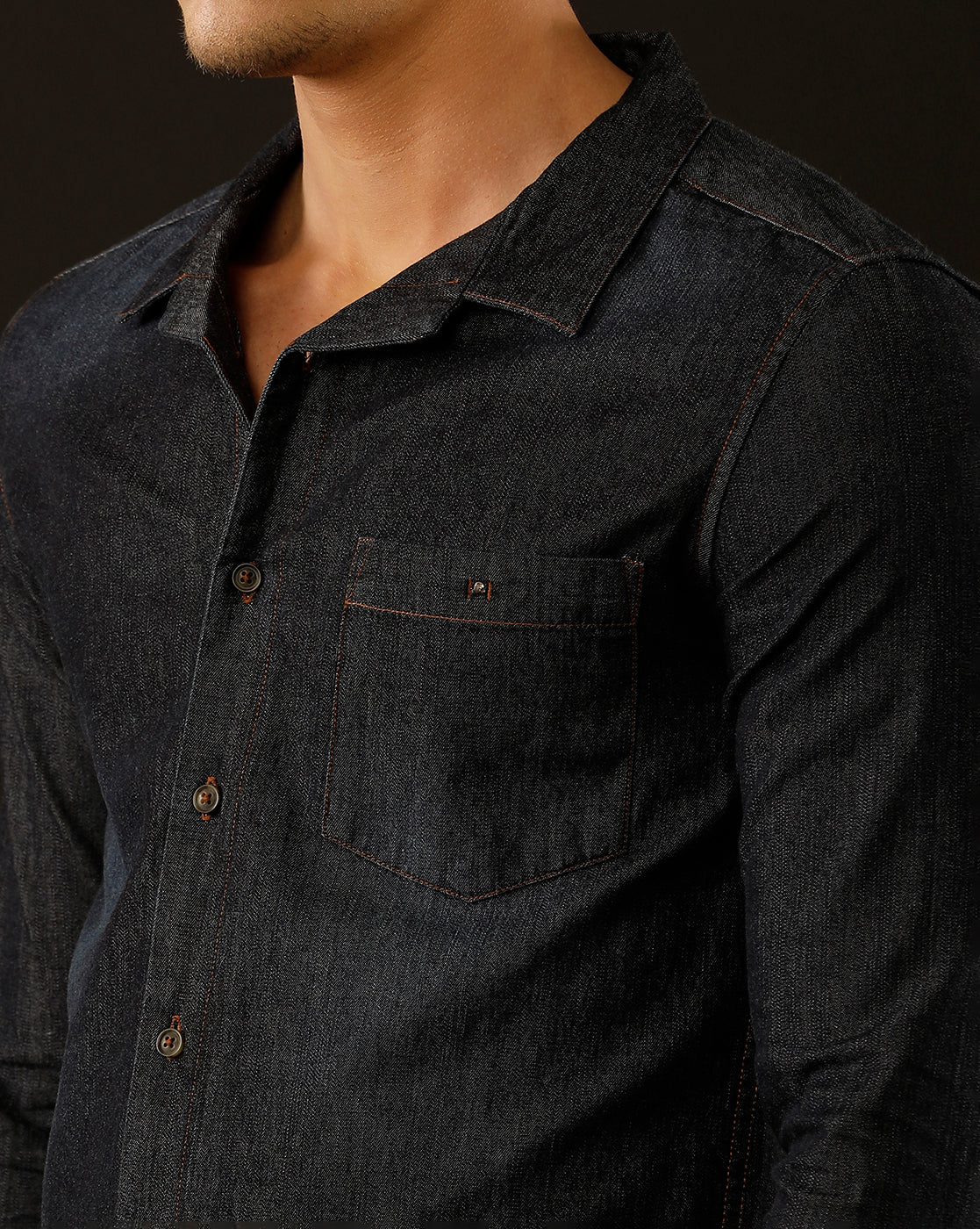 Men's Slim Fit Solid Denim Casual Shirt (CUNGS)