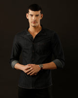 Men's Slim Fit Solid Denim Casual Shirt (CUPPS)