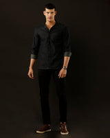 Men's Slim Fit Solid Denim Casual Shirt (CUPPS)