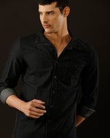 Men's Slim Fit Solid Denim Casual Shirt (CUPPS)