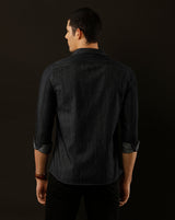 Men's Slim Fit Solid Denim Casual Shirt (CUSAN)
